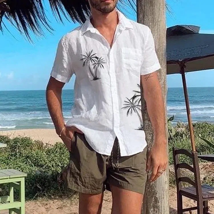 Mens Coconut Palm Graphic Short Sleeve Shirt