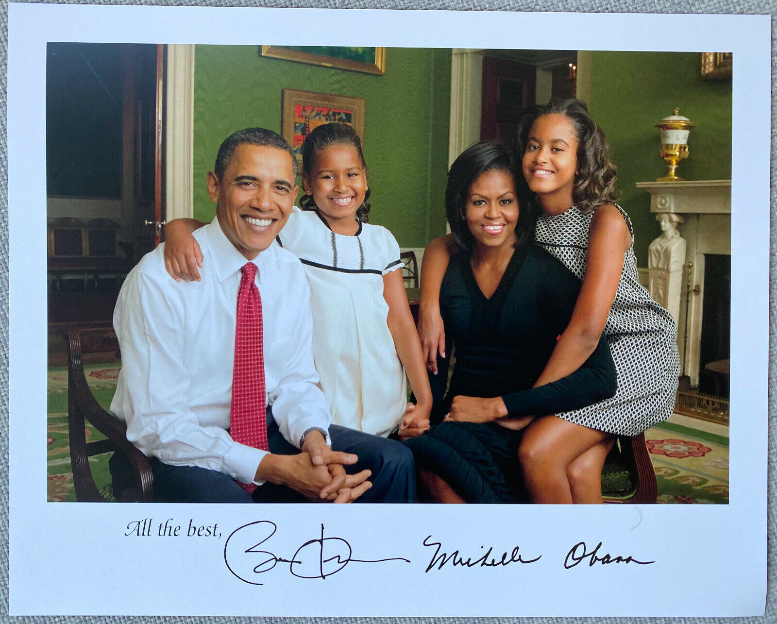 President Barack Obama & Michelle Obama Signed 8x10 Color Photo Poster painting - Collectible