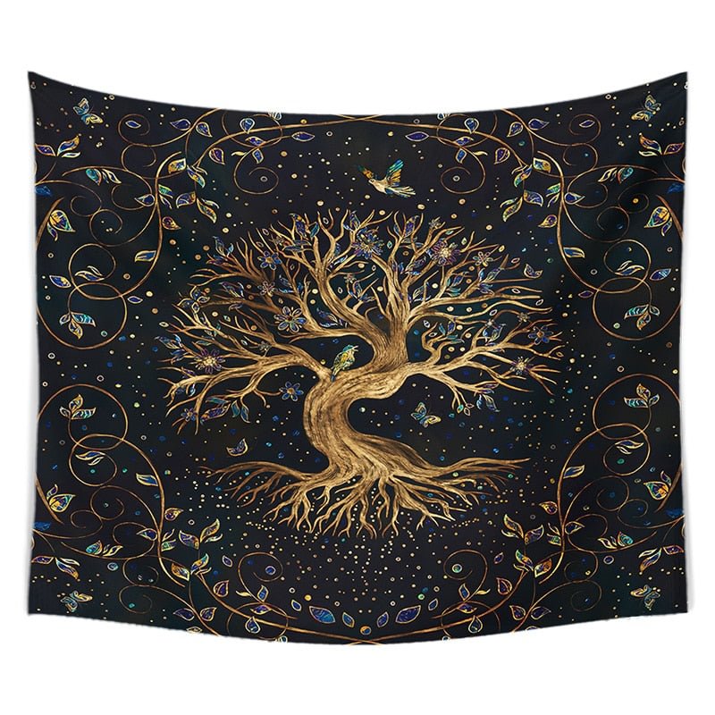 Life Trees Tapestry Wall Hanging Bohemian Decorative Tapestry Hippie Yoga Mat Large Size Sheet Sofa Blanket Bohemian Plant Print