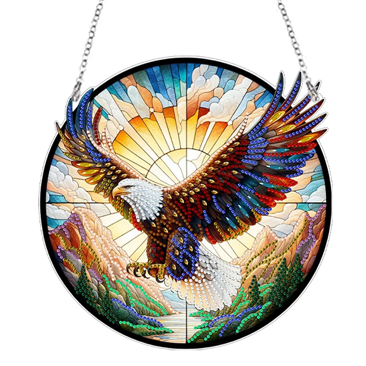 Suncatcher Eagle Stained Glass Colorful Diamond Painting Hanging Pendant Decor gbfke