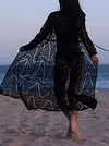 Loose Crochet Lace-Up Long Sleeves Cover-Ups Tops