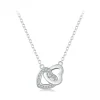 925 Sterling Silver Connected Heart Pendant Necklace for Valentine's Day Gift 
