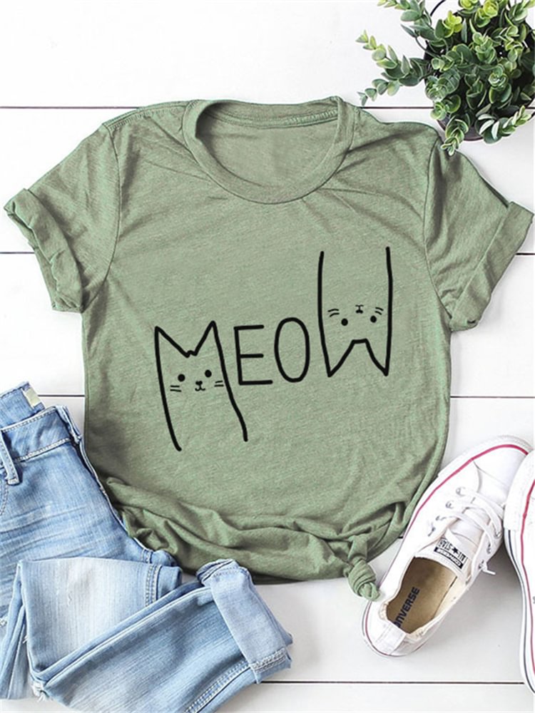 Artwishers Lovely Meow Cats Graphic T Shirt