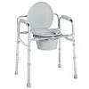 Soundfuse Bedside Commode chair with Sturdy Dual-Crossbar Support, 3 in 1 commode toilet for seniors with 7.5Qt Bucket, 350 Lbs Stable Potty Chair for Adults, Silver