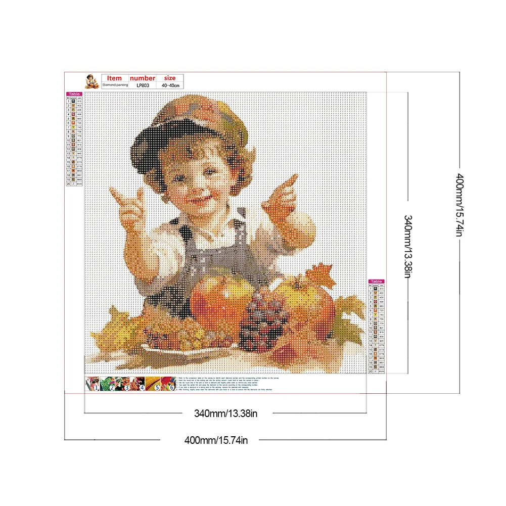 Diamond Painting - Full Round Drill - Harvest Farm Kid(Canvas|40*40cm)