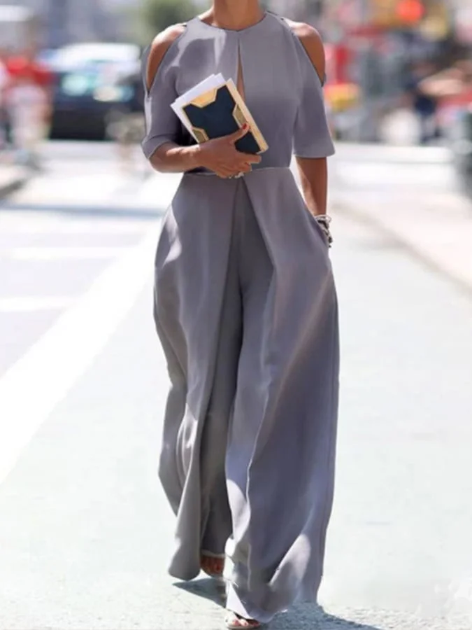 Women's Cotton Linen Bare shoulders Casual Jumpsuit socialshop