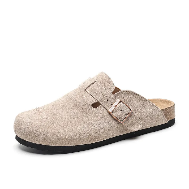Damen Pantolette – Wildleder, Offene Ferse, Verstellbarer Riemen, Korkfußbett-82019-8a651c78-edc6-4394-b77b-cac6ee31eb9e
