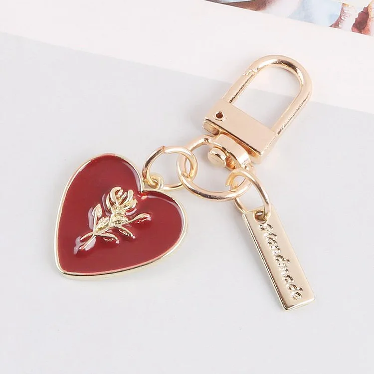 Pearl Rose Love Tag Keychain
