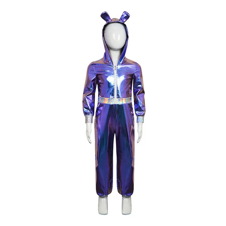 Kids Children Alien Frog Purple Jumpsuit Animal Outfits Costume Carnival Party Suit