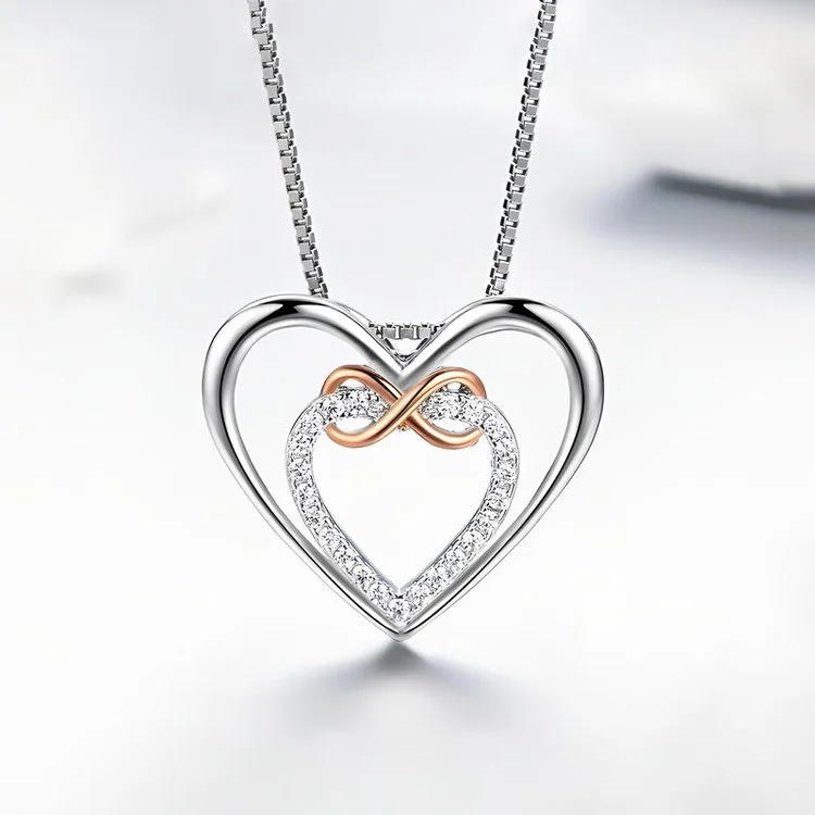 For Granddaughter - S925 Grandma Will Love You to Infinity and Beyond Infinity Heart Necklace