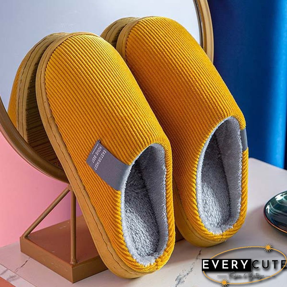 Winter Warm Cotton Slippers Women Men Home Shoes Simple Non-Slip Indoor Slides Corduroy Couple Slipper Female Shoes