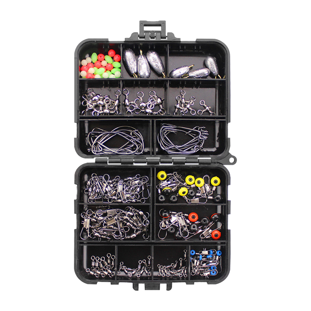 

160pcs/Set Fishing Tackles Set Jig Hooks Beads Sinkers Weight Swivels Kit, 501 Original