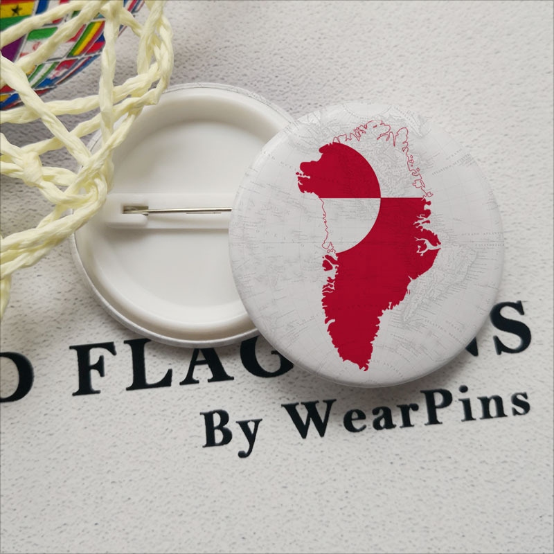 Unisex Greenland Flag Map Iron Badge artswardrobe