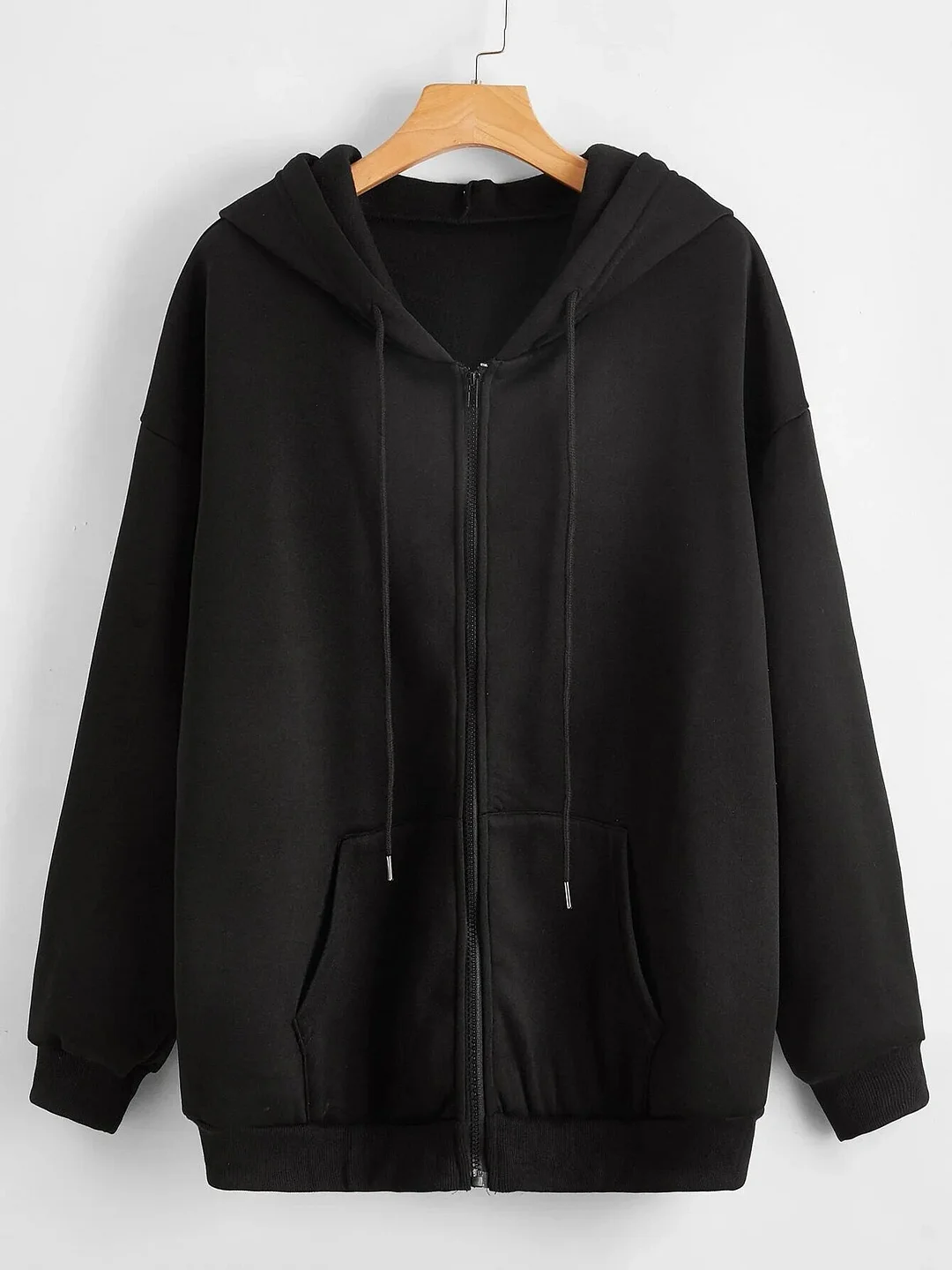 Toloer Clothes Hoodies Sweatshirt Solid Drawstring Zip Up Drop Shoulder Hoodie Kawaii Women Oversize Coat Harajuku Streetwear Tops