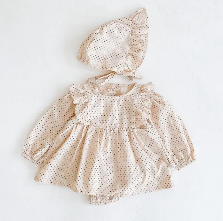 2020 Autumn Newborn Girls Jumpsuits Clothes Baby Knit Lotus Leaf Collar Rompers + Hat Knitted Long Sleeve Children Rompers