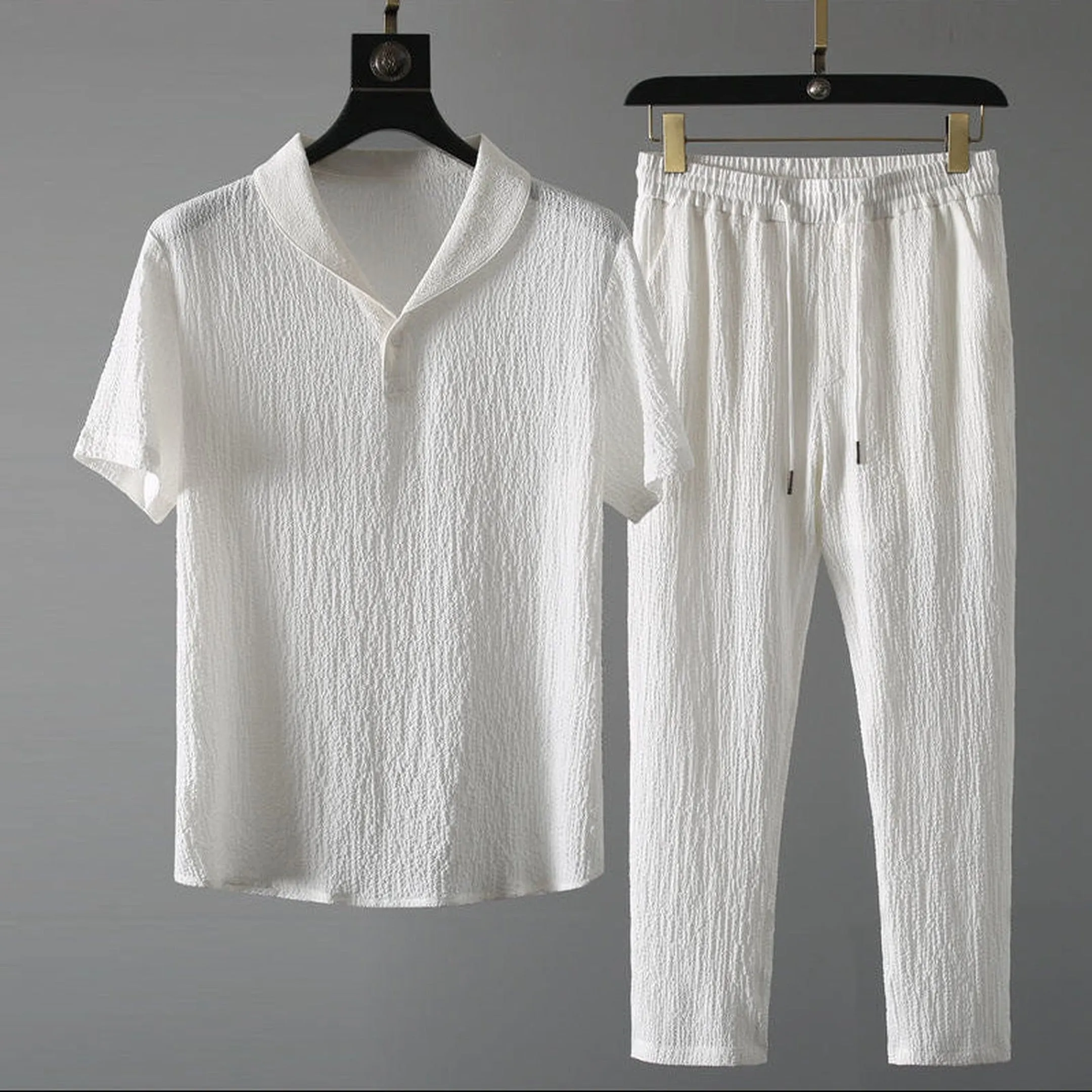 Men's Linen Set &ndash; Short-Sleeve Shirt & Trousers Summer Co-ord