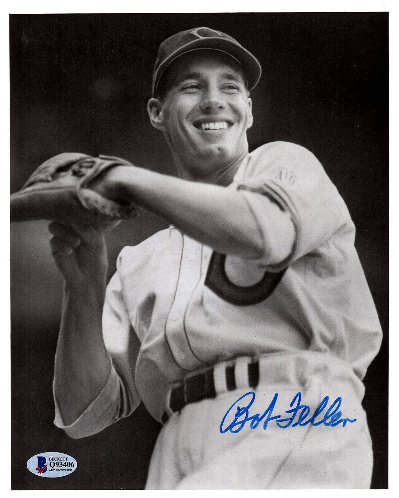 BOB FELLER Signed 8X10 Photo Poster painting CLEVELAND INDIANS