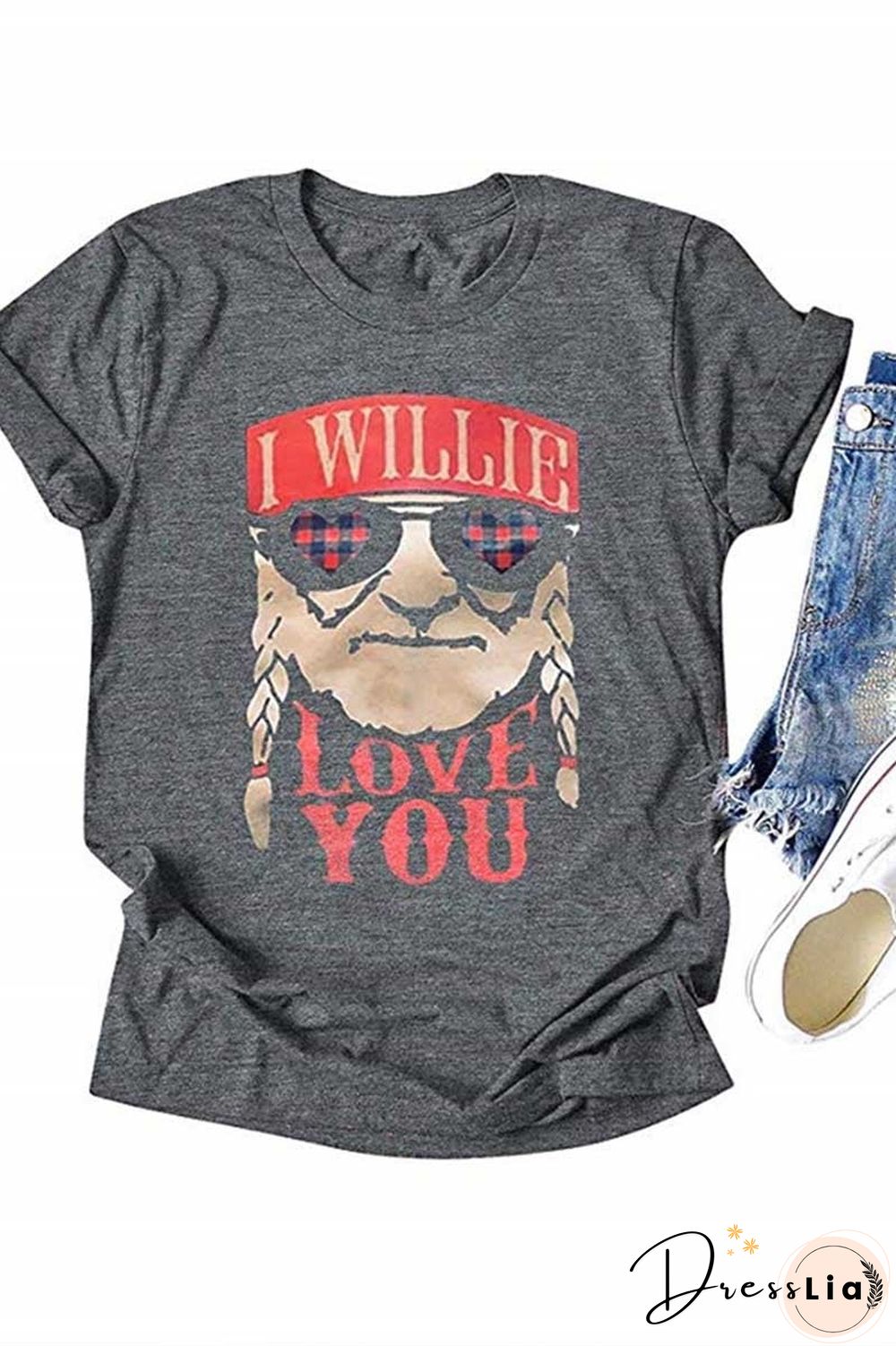 Cartoon Print Grey T-shirt