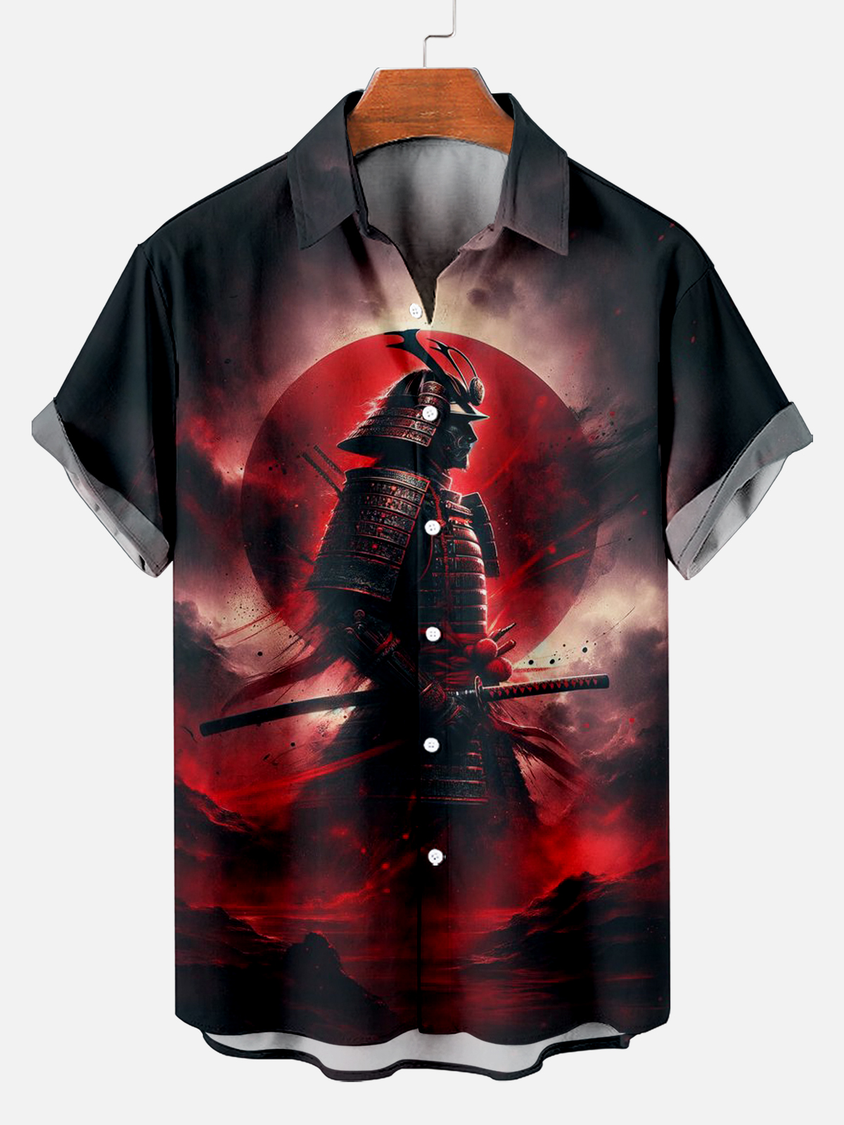 Vintage Masked Samurai Short Sleeve Shirt PLUSCLOTHESMAN