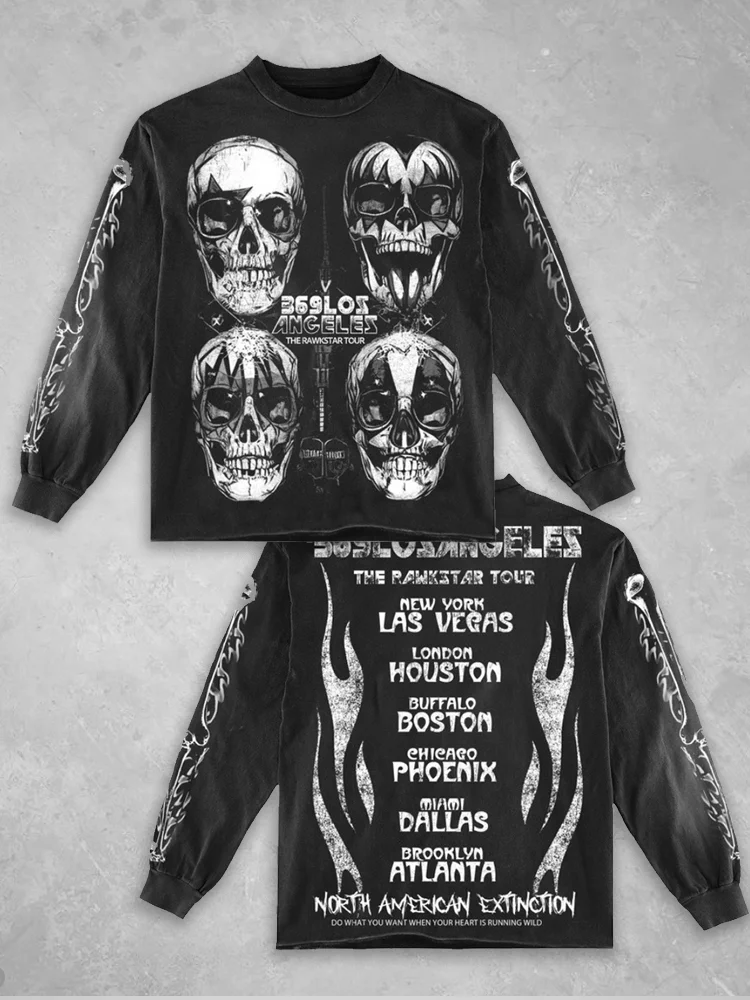 Clown Skull Full Print Long Sleeve Round Neck Hoodie