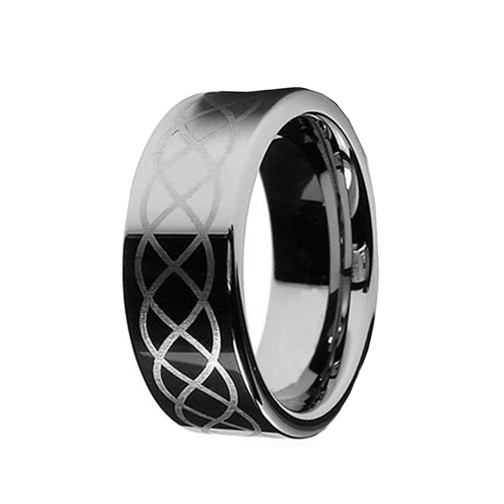 6MM 8MM Couple Silver Tungsten Carbide High Polished Laser Celtic Knot Wedding Bands