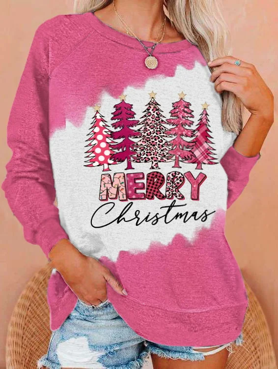 Women's Pink Leopard   Tree Print Sweatshirt
