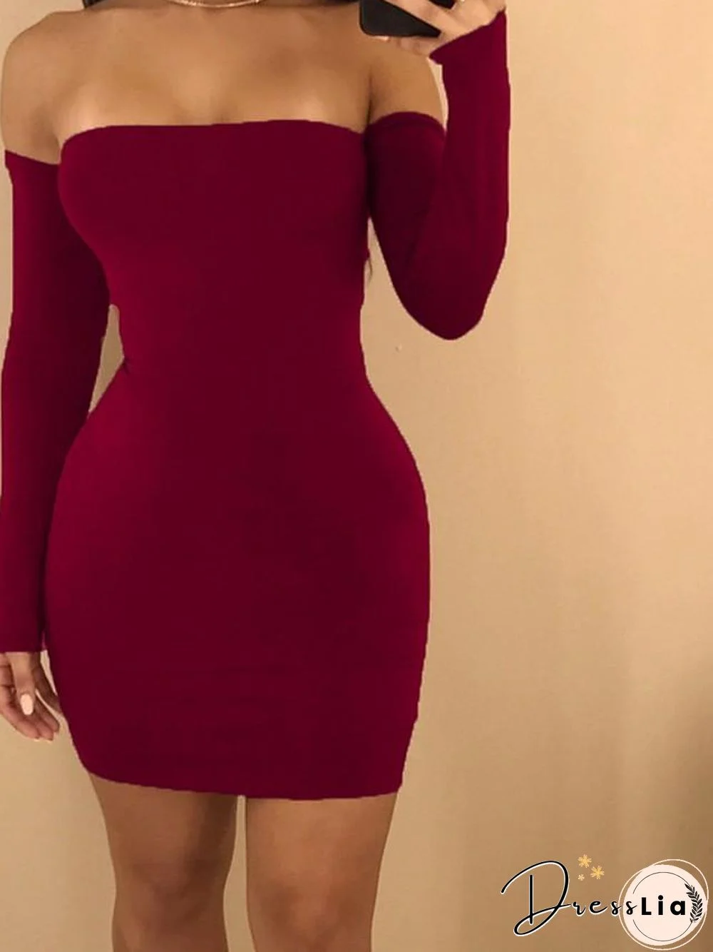 Women's Bodycon Long Sleeve Solid Colored White Black Red Blushing Pink Wine Army Green Royal Blue Gray S M L XL