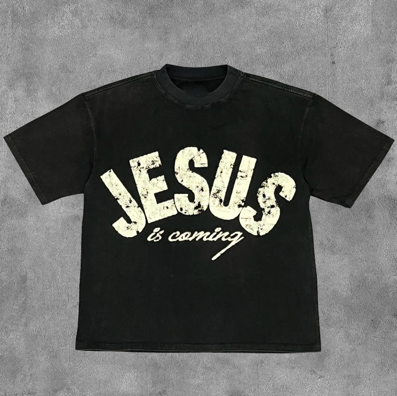 Vintage Jesus Is Coming Are You Ready Graphic Cotton White Short Sleeve T-Shirt - Sopula｜Premium Graphic Tees & Graphic Clothing
