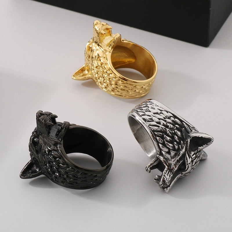 Jewelry Vintage Style Wolf 304 Stainless Steel 18K Gold Plated Rings