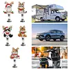 5PCS 2D Flat Xmas Cat DIY Diamond Painting Shake Car Ornaments for Center Console