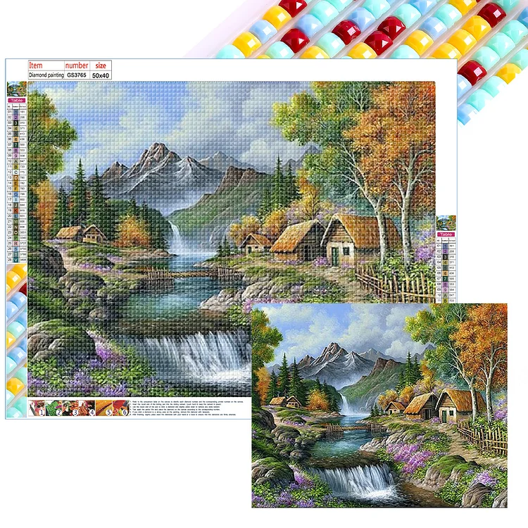 Full Square Drill Diamond Painting -Forest Waterfall - 50*40cm