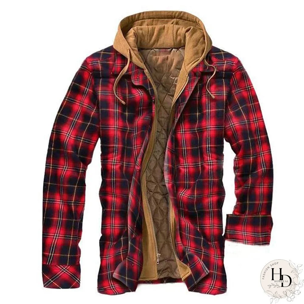 Mens Winter Plaid Thick Casual Jacket