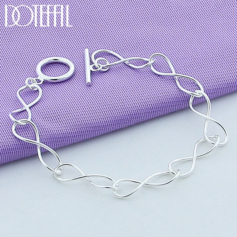 DOTEFFIL 925 Sterling Silver OT Buckle Bracelet For Women Jewelry