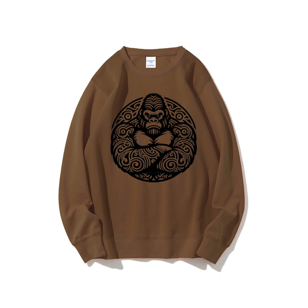 Regal Gorilla: Tribal Art Crew Neck Sweatshirt