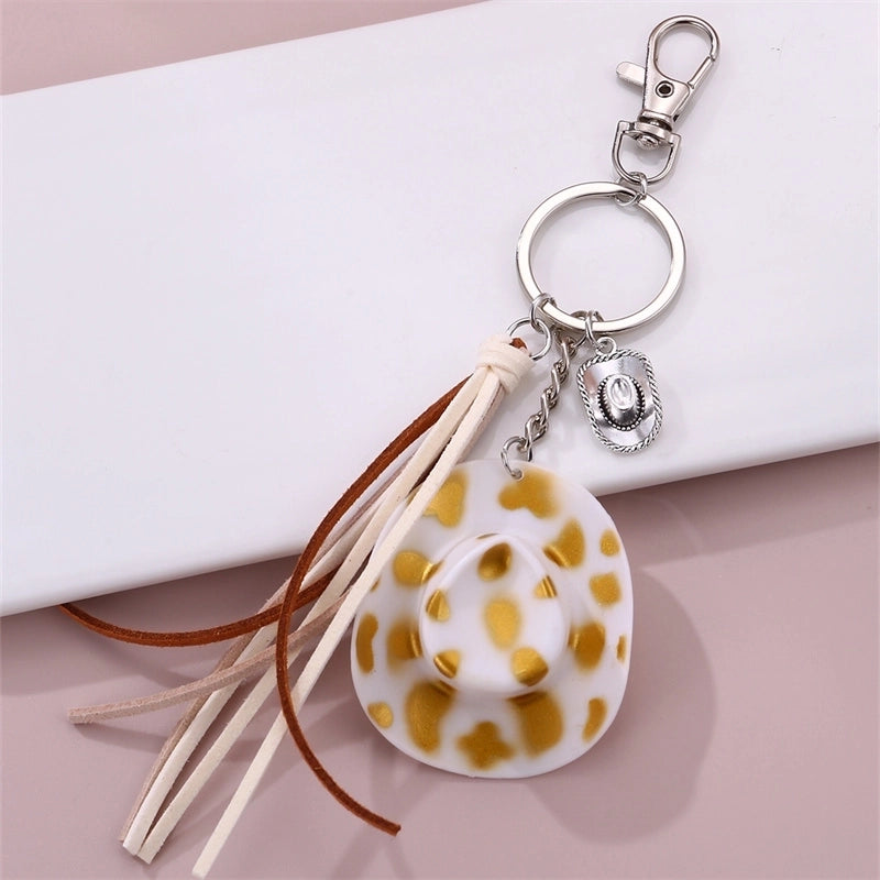 Casual Preppy Style Minimalist Hat Alloy Plastic Tassel Bag Pendant Keychain