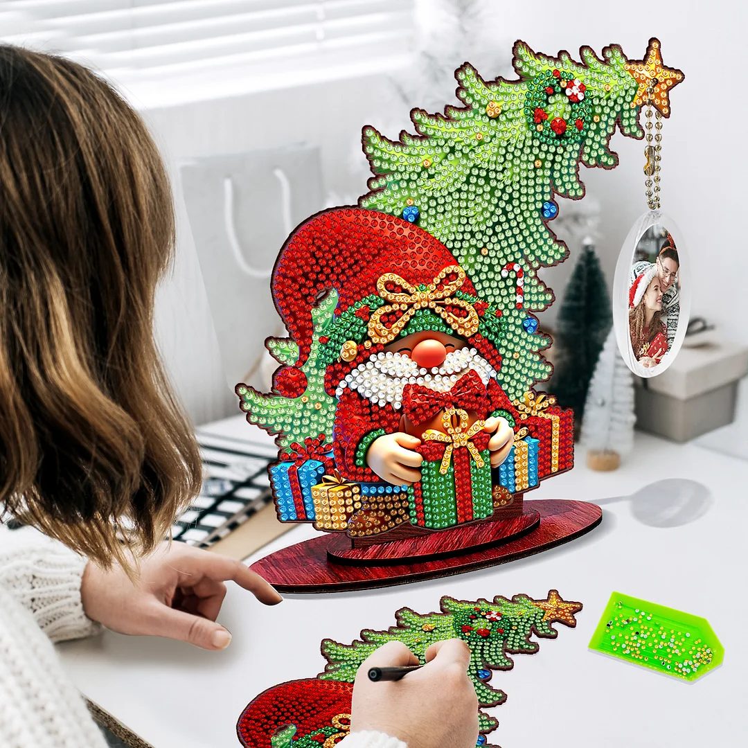 Photo Christmas Tree 5D DIY Diamond Art Tabletop Wood Decorations Ornament Kits