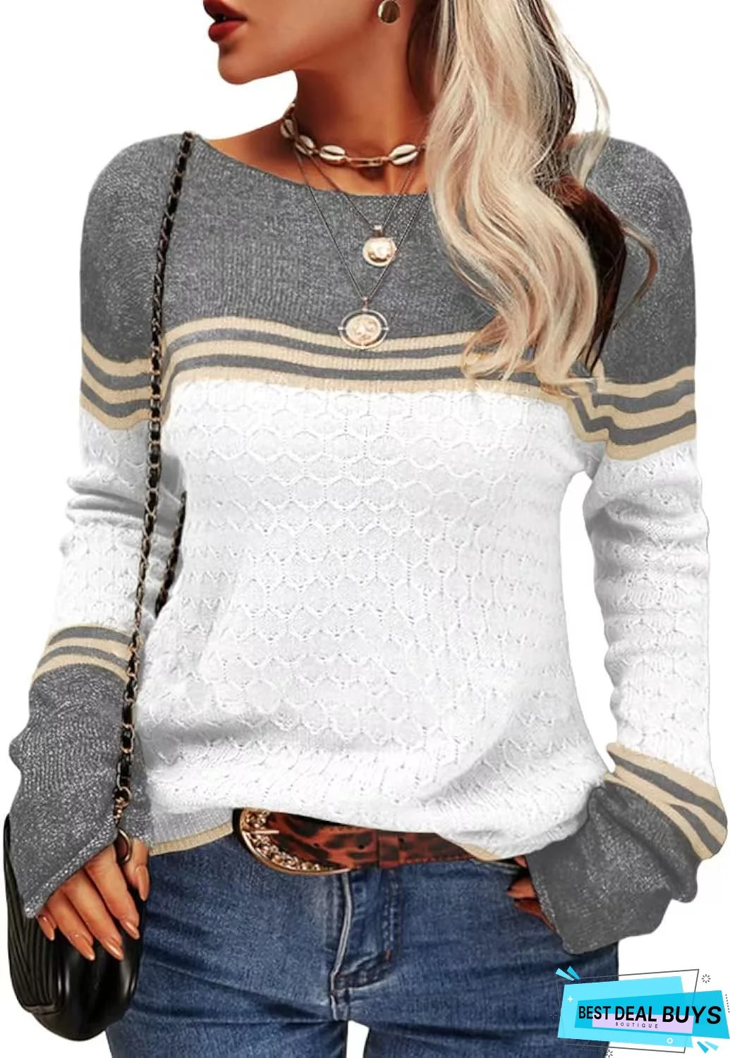 Autumn Striped Knit Button Cardigan