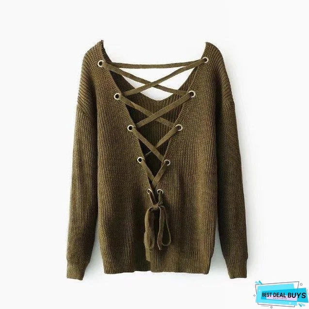 Knit Long Sleeve Backcross Sweater