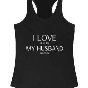 pornhint Pornhint I Love It When My Husband Is Caged Tank, Caged Cuck, Chastity Tank, BDSM Male Shirt, Submissive Clothing, Male Chastity
