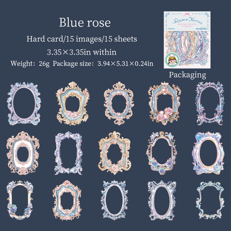 Sticker - Rococo Frames Series Vintage Baroque Flower Hollow Border Landscape 