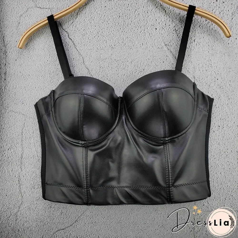 5 Colors Women Sexy Designer Summer Pu Leather Black White Red Gold Silver Camisole Tops Ladies Camis Crop Tops