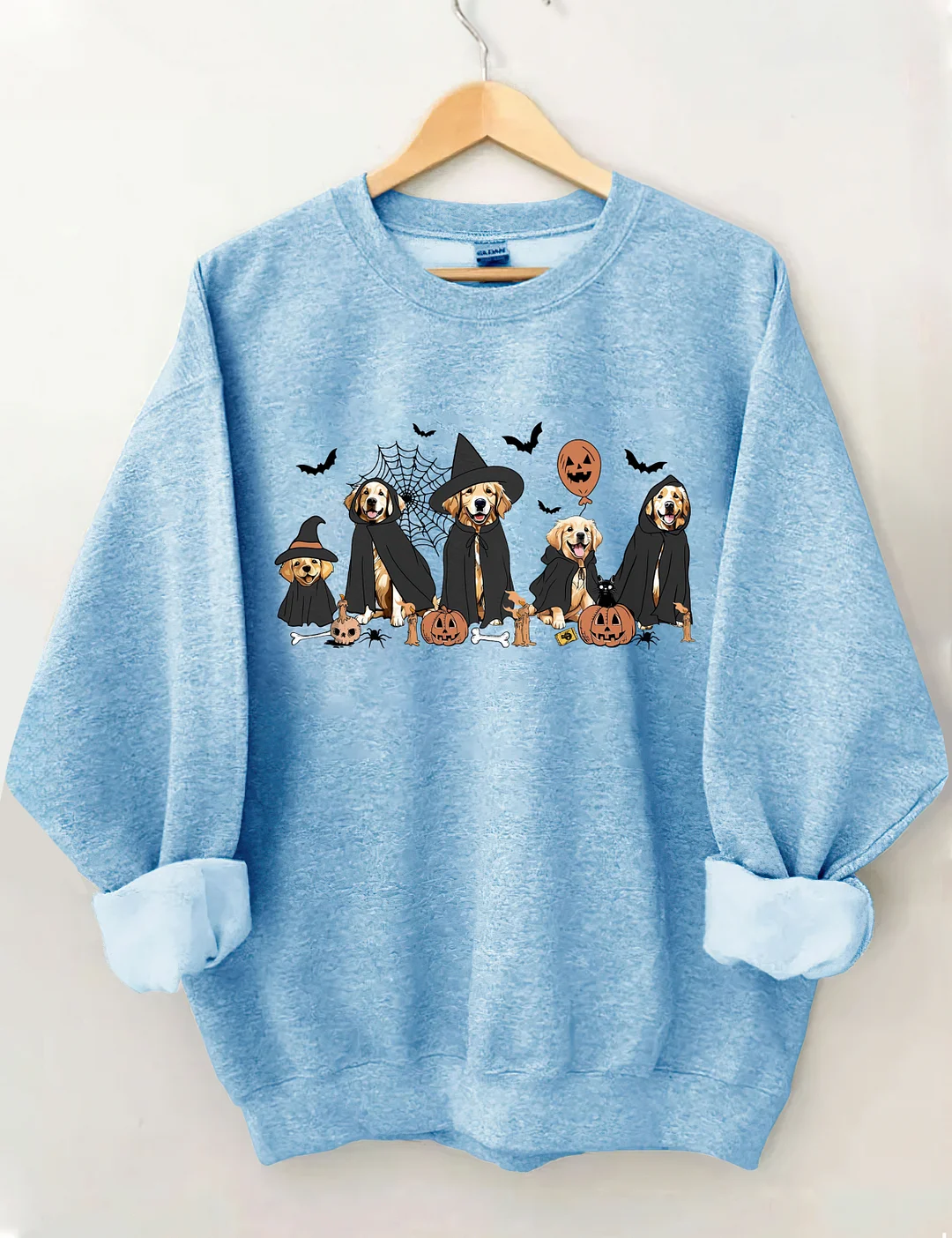 Ghost And Witch Golden Retriever Halloween Sweatshirt