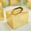 100 Pack | 4"x3"x3" Metallic Gold Tote Party Favor Candy Gift Boxes