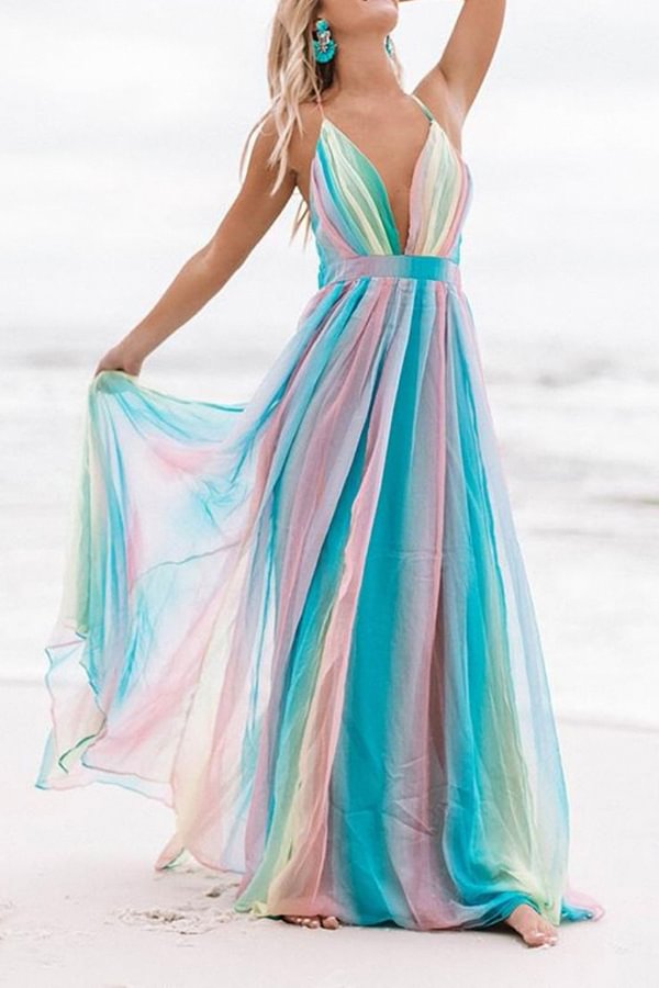 Island Romance Stiped Maxi Dress