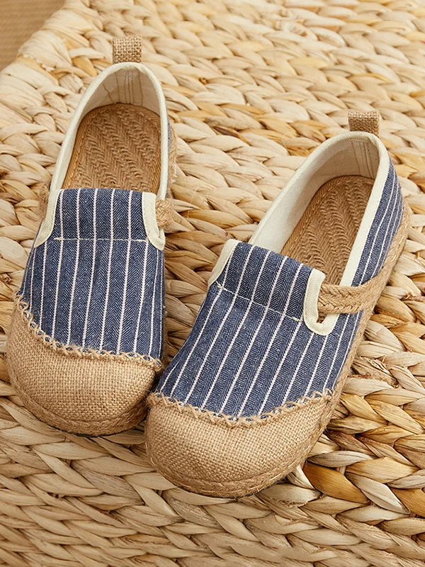 Straw Knitting Striped Flat Shoes Casual Shoes