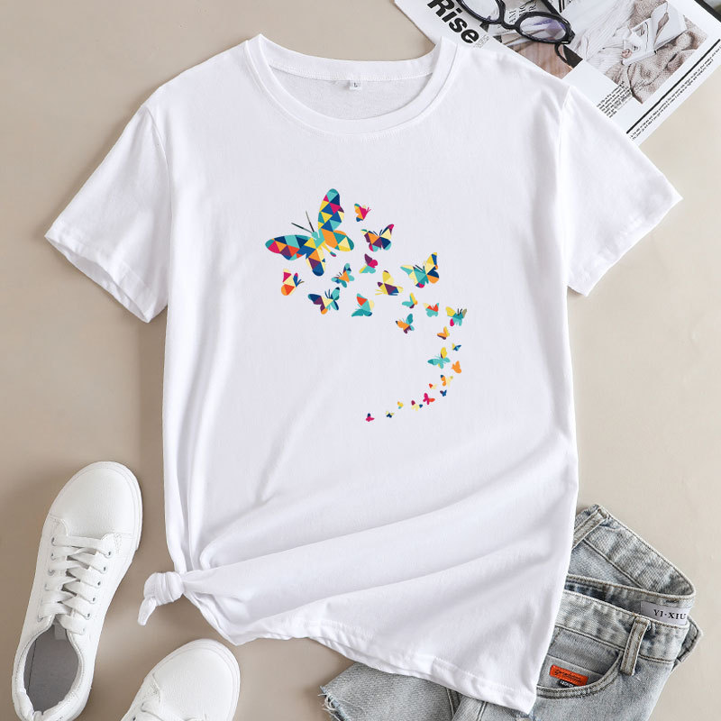 Colorful Butterflies Women's Cotton T-Shirt | ARKGET