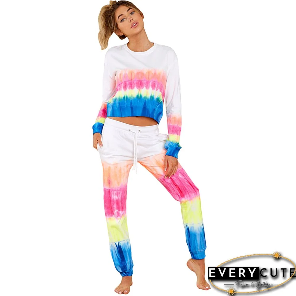 Blue Tie Dye Long Sleeve Pant Joggers Set