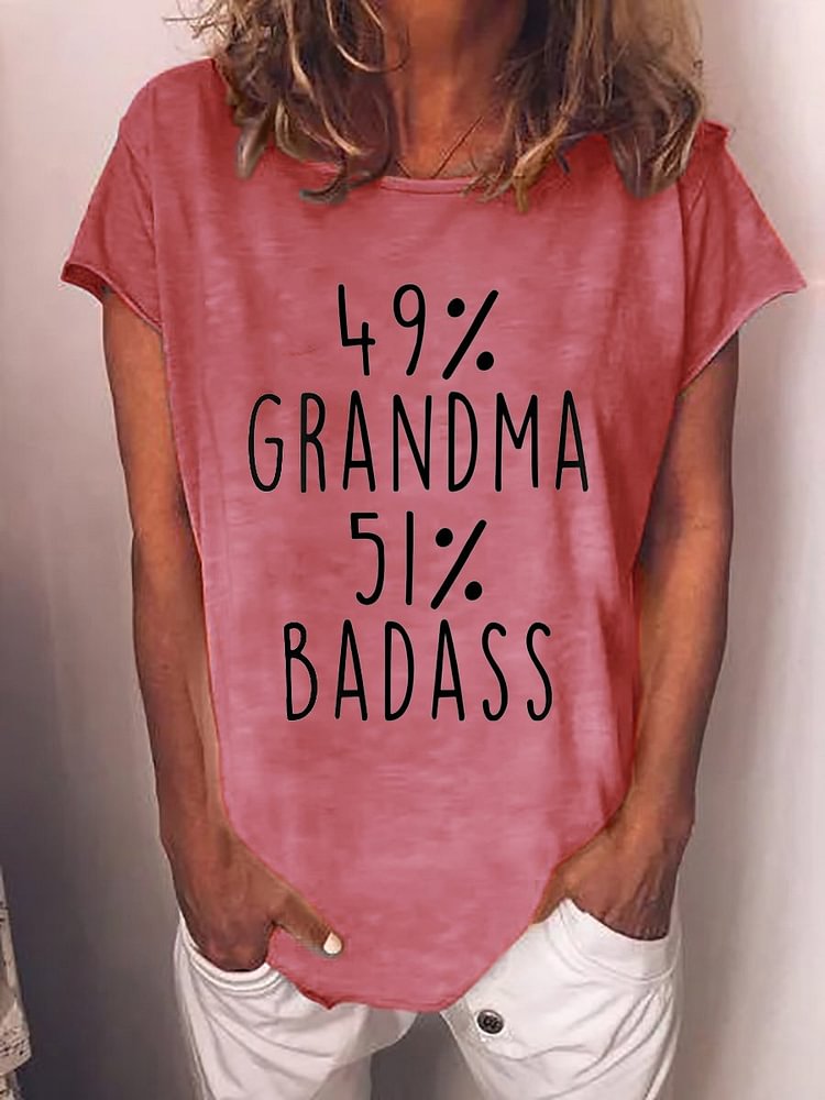 Bestdealfriday 49 Grandma 51 Badass Short Sleeve Crew Neck Women Tee