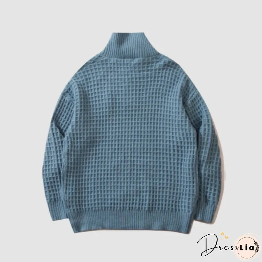 Label Textured Turtleneck Sweater