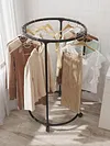 Circular Drying Rack with Wheels Display Hanging Clothes Rack for Clothing Store